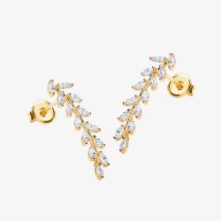 9ct Yellow Gold Cubic Zirconia Leaf Stud Earrings 1.58.4749