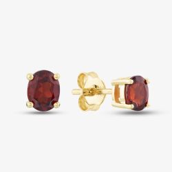 9ct Yellow Gold Oval Cut Garnet Stud Earrings OJS0006E-GAR 9KY