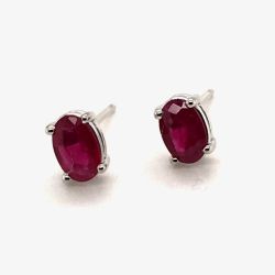 9ct White Gold 1.59ct Oval Cut Ruby Stud Earrings WWW385