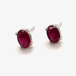9ct White Gold 1.01ct Oval Cut Ruby Stud Earrings WWW406