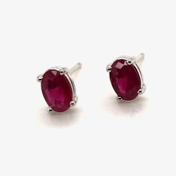 9ct White Gold 0.93ct Oval Cut Ruby Stud Earrings WWW784