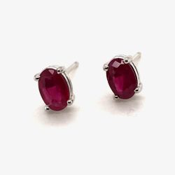 9ct White Gold 0.95ct Oval Cut Ruby Stud Earrings WWW405