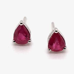 9ct White Gold 0.70ct Pear Cut Ruby Stud Earrings WWW417