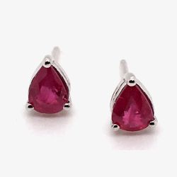 9ct White Gold 0.85ct Pear Cut Ruby Stud Earrings WWW440