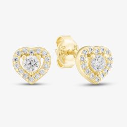 9ct Yellow Gold Cubic Zirconia Halo Heart Stud Earrings 1.59.1820