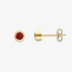 9ct Yellow Gold Round Garnet Stud Earrings 120325147568