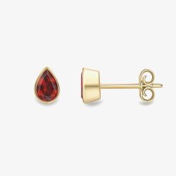 9ct Yellow Gold Pear Cut Garnet Stud Earrings 120325147570