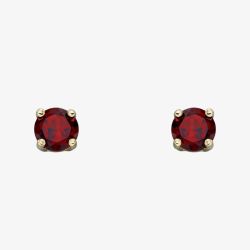 9ct Yellow Gold Garnet January Birthstone Stud Earrings GE2326