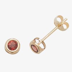 Fashionista Gold 9ct Gold Garnet Stud Earrings ES425GA