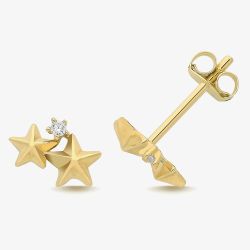 9ct Yellow Gold Star Cluster Stud Earrings ES2096