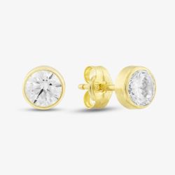 9ct Gold 5mm Cubic Zirconia Round Stud Earrings 1573423