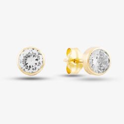 9ct Yellow Gold Cubic Zirconia Round Stud Earrings 1577529