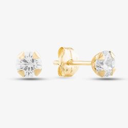 9ct Gold 4mm Round Cubic Zirconia Stud Earrings 1-58-6319