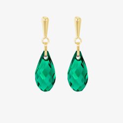 9ct Yellow Gold Green Crystal Dropper Earrings 1.58.0045