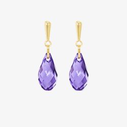 9ct Yellow Gold Purple Crystal Dropper Earrings 1.58.0046