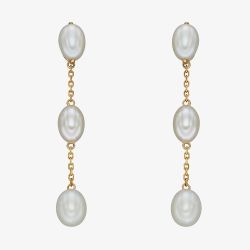 9ct Yellow Gold Freshwater Pearl Tier Dropper Earrings GE2388W