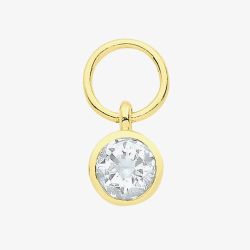 9ct Yellow Gold Round Cubic Zirconia Earring Charm EPN0013