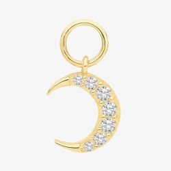 9ct Yellow Gold Cubic Zirconia Moon Earring Charm EPN009