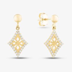 9ct Cubic Zirconia Open Heraldic Cross Earrings GER66-Y