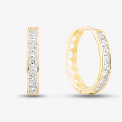 9ct Yellow Gold Cubic Zirconia Huggie Hoop Earrings 1.57.9779