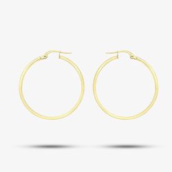 9ct Yellow Gold 30mm Rectangular-Tube Hoop Earrings 1.53.2249