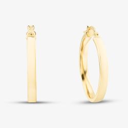 9ct Yellow Gold 23.5mm Rectangular-Tube Hoop Earrings 1.53.3699