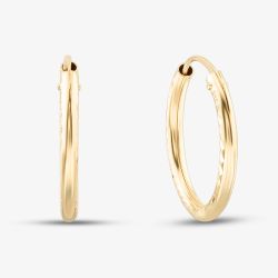 9ct Yellow Gold 15mm Diamond-Cut Sleeper Hoop Earrings 1.53.9899