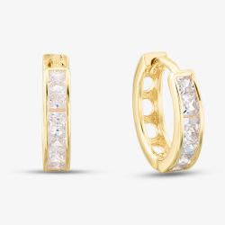 9ct Yellow Gold 11mm Crystal Huggie Hoop Earrings 1.57.9699