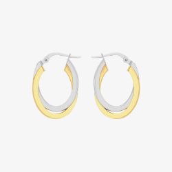 9ct Two-Tone Oval Crossover Creole Earrings 2.53.3929