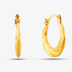 9ct Yellow Gold Graduated Twist Creole Hoop Earrings UER119Y