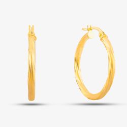 9ct Yellow Gold Twist Hoop Earrings UER041Y