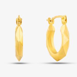 9ct Yellow Gold Patterned Creole Earrings UER131Y