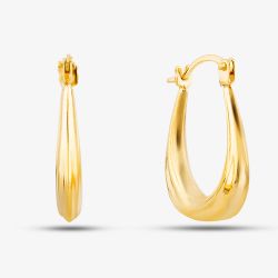 9ct Yellow Gold Shaped Oval Creole Earrings UER132Y