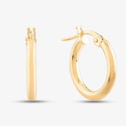 9ct Yellow Gold 14mm Tube Hoop Earrings E550