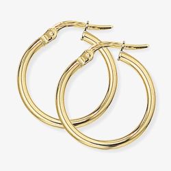 9ct Yellow Gold 18mm Tube Hoop Earrings E551
