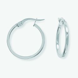 9ct White Gold 18mm Square Tube Hoop Earrings ER669