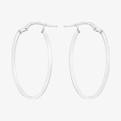 9ct White Gold Oval Creole Hoop Earrings 5.53.3479