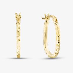 9ct Yellow Gold Diamond Cut Oval Creole Earrings 1.51.3136