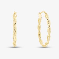 9ct Yellow Gold Oval Twisted Hoop Earrings AR050Y