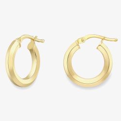 9ct Gold Bevelled Tube Hoop Earrings 120525127468