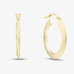 9ct Yellow Gold Diamond Cut Creole Hoop Earrings 1.51.3191