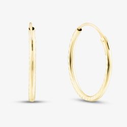 9ct Yellow Gold 15mm Diamond Cut Sleeper Hoop Earrings 1.53.9869