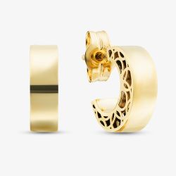 9ct Yellow Gold Filigree Half Hoop Stud Earrings 1.55.9289