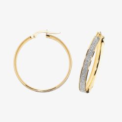 9ct Yellow Gold 20mm Sparkling Hoop Earrings ER1023-20