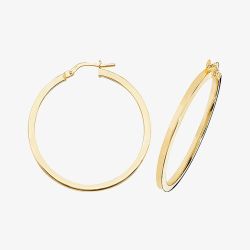 9ct Yellow Gold 30mm Square Edge Hoop Earrings ER947-30