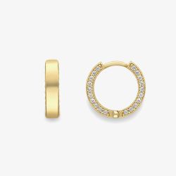 9ct Yellow Gold Cubic Zirconia Huggie Hoop Earrings 120525147605