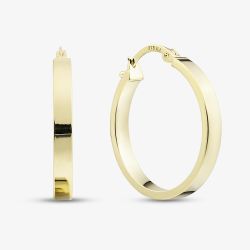 9ct Yellow Gold 3mm Flat Hoop Earrings E-RTPS-31520-9Y