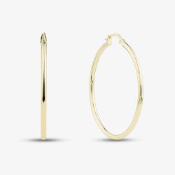 9ct Yellow Gold 40mm Thin Tube Hoop Earrings E-SLRT-235-9Y