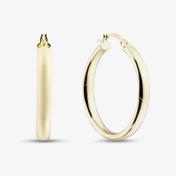9ct Yellow Gold 30mm Rectangular Tube Hoop Earrings E-SLOT-425-9Y