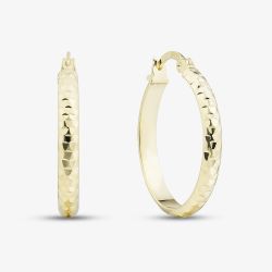 9ct Yellow Gold Hammered Pattern Hoop Earrings E-HTCC-320-9Y
